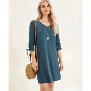 Garnett Hill Tie Sleeve Tencel Dress